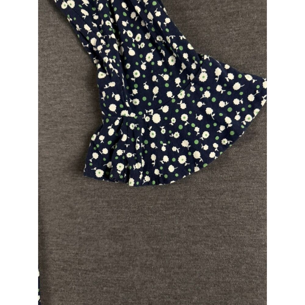 Boden Logan Ruffle Jersey Dress US 10R Navy Ditsy Floral 3/4 Sleeve - Picture 4 of 12